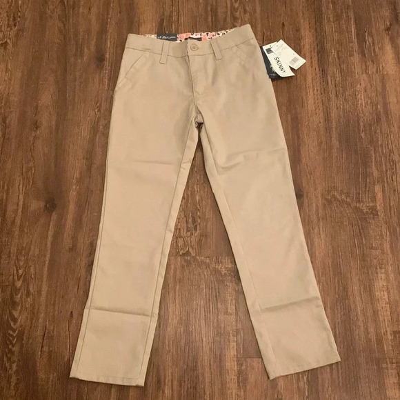US Polo Assn Girls Khaki Tan Pant Skinny Leg School Uniform Pants - Picture 1 of 9